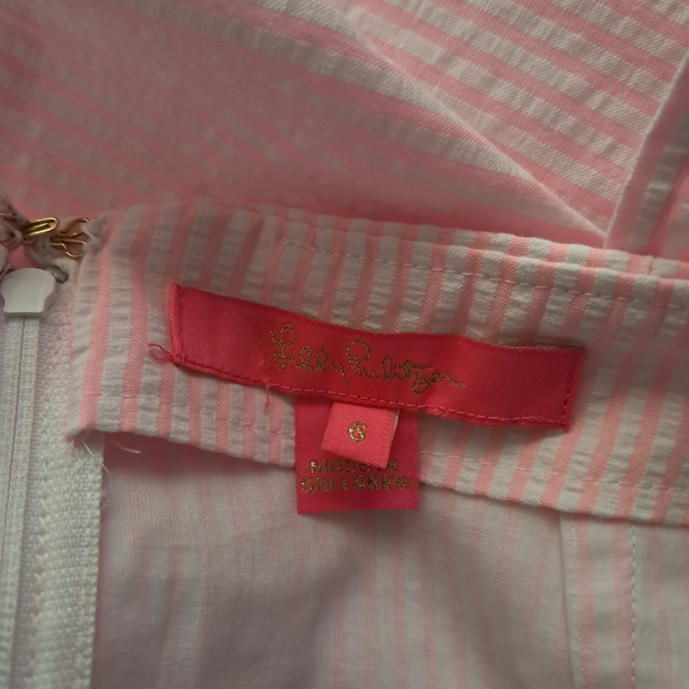 Lilly Pulitzer Womens Faye Skort Capri Coral Seersucker Ruffle Front Sz 6. - Picture 6 of 7